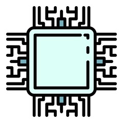 Central ai processor icon. Outline central ai processor vector icon color flat isolated