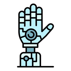 Humanoid hand icon. Outline humanoid hand vector icon color flat isolated