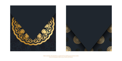 Black postcard with abstract brown ornament for your congratulations.