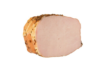 Spiced ham on an isolated white background.