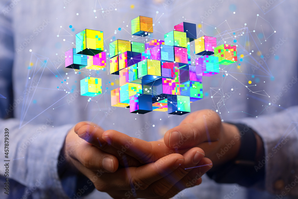 Fototapete data Internet infrastructure concept. Abstract technology background. 3D rendering.