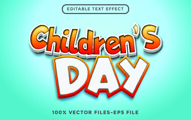 World childrens day 3d editable text effect Premium Vector