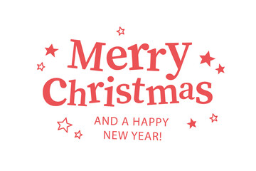 Fototapeta premium Merry Christmas and a Happy New year congratulation design isolated. Vector flat illustration. For cards, banners, prints, packaging, invitations, tags.