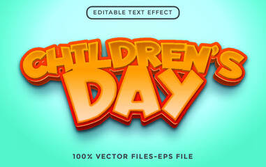 World childrens day 3d editable text effect Premium Vector