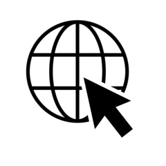 WWW world wide web site symbol, Internet map icon, website address globe, flat outline sign