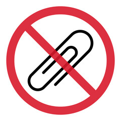 Paper clip warning, black color isolated on white background. School element vector