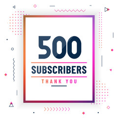 Thank you 500 subscribers celebration modern colorful design.