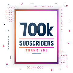 Thank you 700K subscribers, 700000 subscribers celebration modern colorful design.
