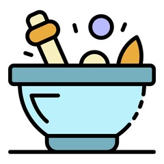 Magic potion bowl icon. Outline magic potion bowl vector icon color flat isolated