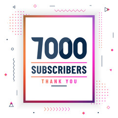 Thank you 7000 subscribers, 7K subscribers celebration modern colorful design.