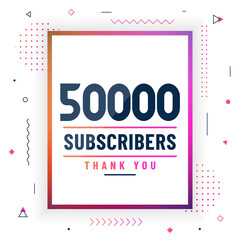 Thank you 50000 subscribers, 50K subscribers celebration modern colorful design.