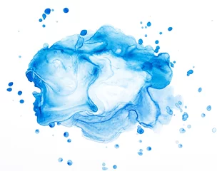 Crédence de cuisine en verre imprimé Cristaux Tons bleus avec des peintures à l& 39 aquarelle sur fond blanc, résumé