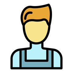 Man coffee maker icon. Outline man coffee maker vector icon color flat isolated