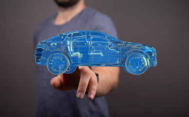 Wireframe rendering of autonomous electric car