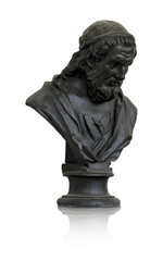 Bronze bust of the ancient Greek philosopher Plato. Design element with clipping path