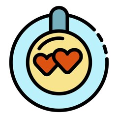 Top view hot coffee icon. Outline top view hot coffee vector icon color flat isolated