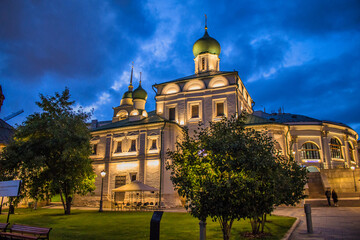 Moscow landscape, night views of the city, street lights, architecture