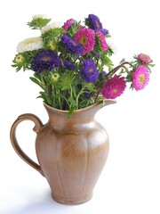 bouquet of multicolor pretty asters from a garden
