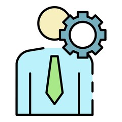 Business corporate man icon. Outline business corporate man vector icon color flat isolated