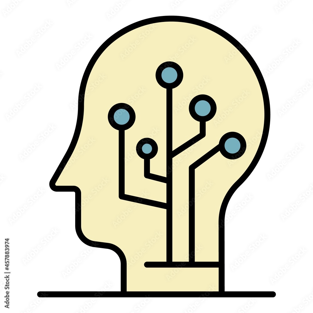 Poster artificial learning icon. outline artificial learning vector icon color flat isolated