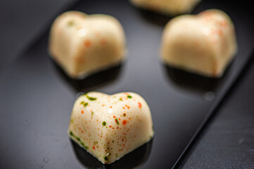 Chocolate candies, sweet food background.