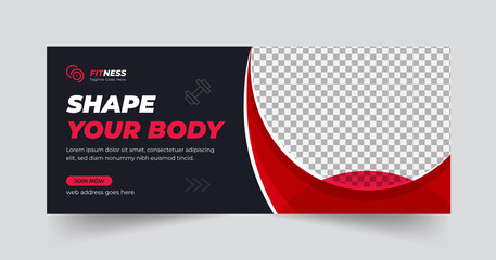 Gym fitness training center social media and web ad banner template