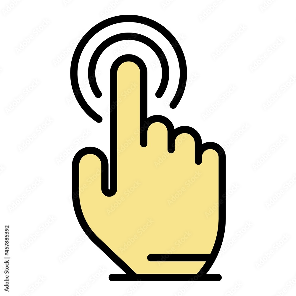 Poster cursor finger click icon. outline cursor finger click vector icon color flat isolated