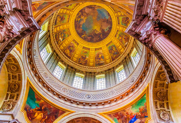 Fototapeta na wymiar Dome Interior Paintings Church Les Invalides Paris France