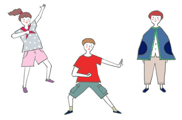 色々なポーズの子供たち