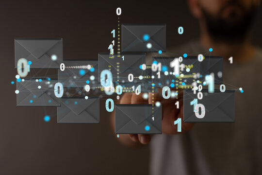flying email icon and web flying