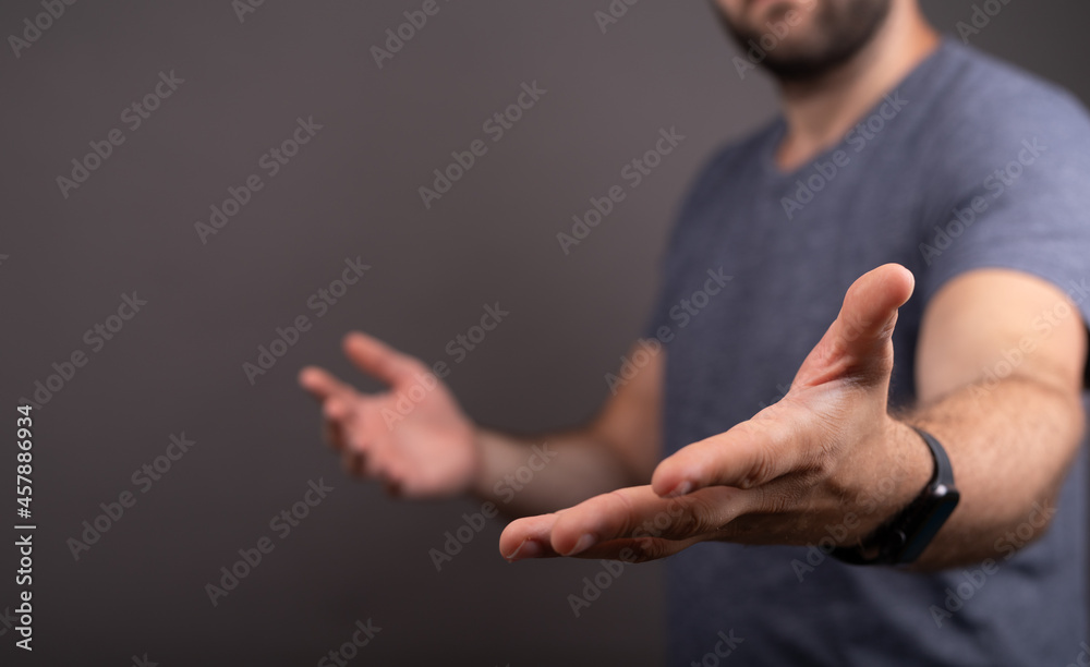 Poster open hand presentation empty with body