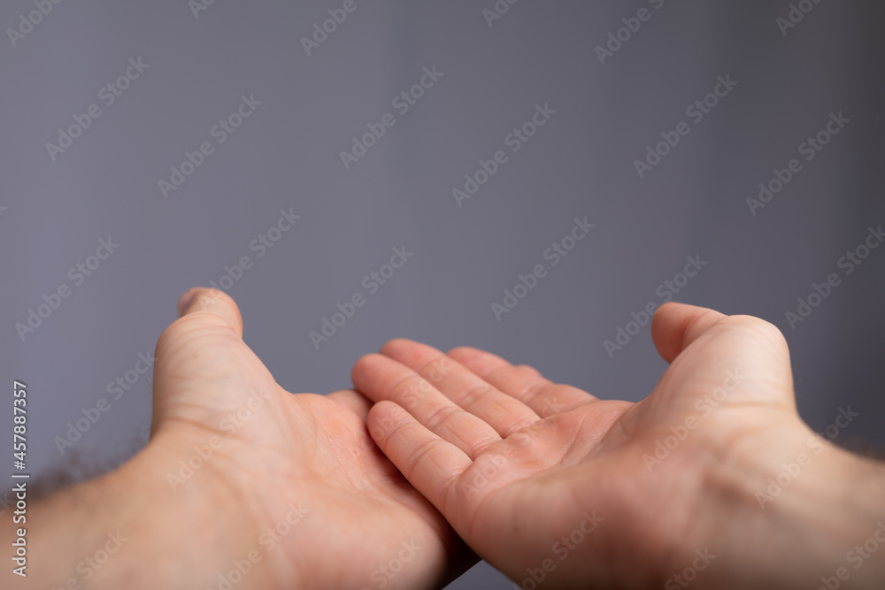 Aufkleber open hand presentation empty with body