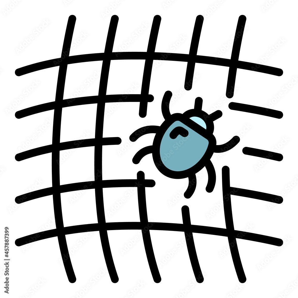 Poster mite on net icon. outline mite on net vector icon color flat isolated