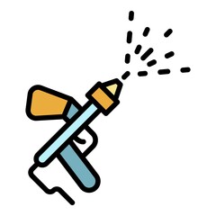 Mite spray icon. Outline mite spray vector icon color flat isolated