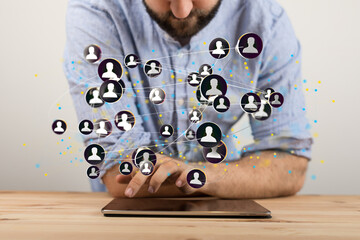videoconference group of people talking in social network