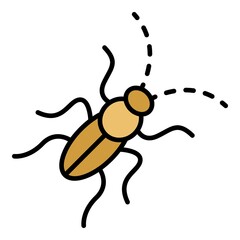 Cockroach icon. Outline cockroach vector icon color flat isolated