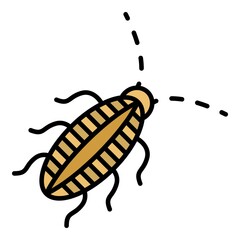 Striped cockroach icon. Outline striped cockroach vector icon color flat isolated