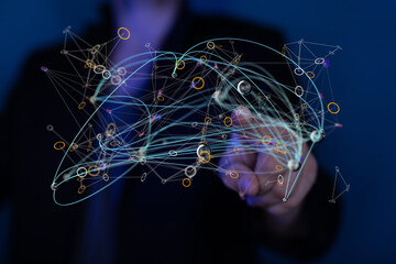 Abstract network of physical devices on the Internet using a network connection with statistics...