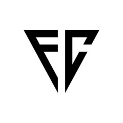 Letter FC Logo Design Triangle Style, Vector logo template