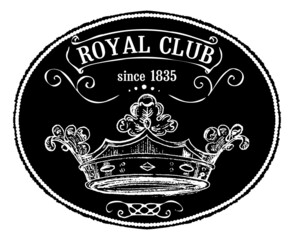 Royal club vintage tag or emblem with chalk effect