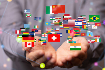 international counties flags - 3D realistic.