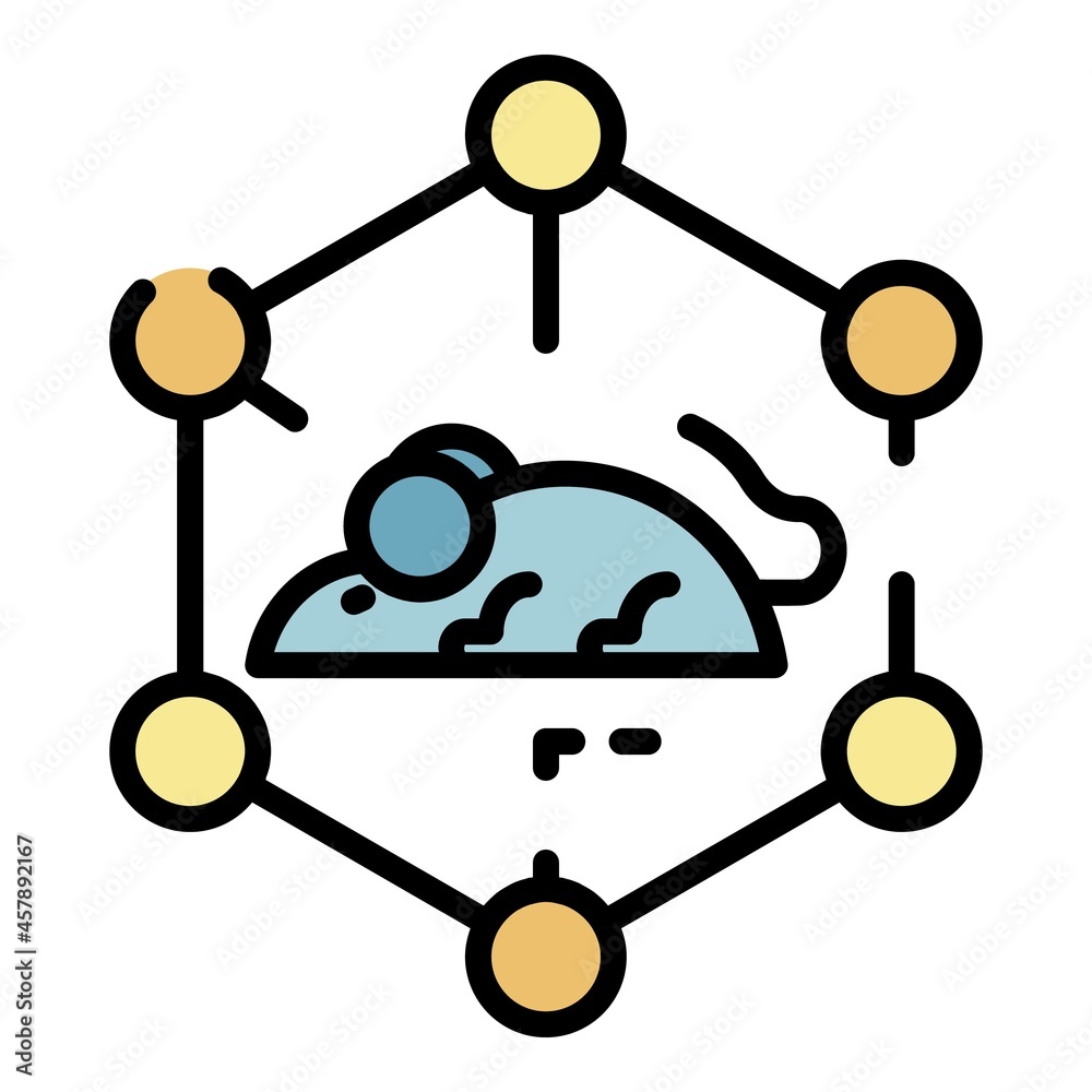 Poster molecular lattice and mouse icon. outline molecular lattice and mouse vector icon color flat isolate