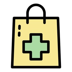 Pharmacy package icon. Outline pharmacy package vector icon color flat isolated