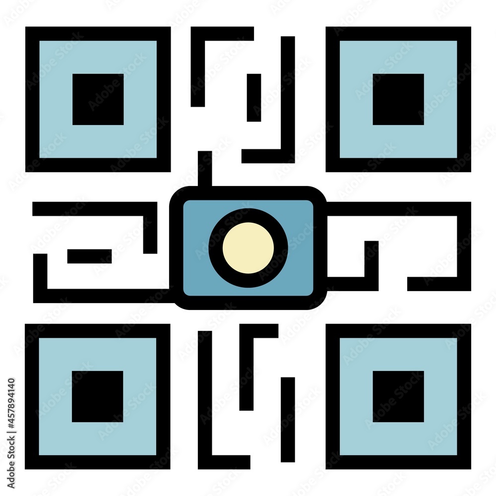 Poster qr code icon. outline qr code vector icon color flat isolated