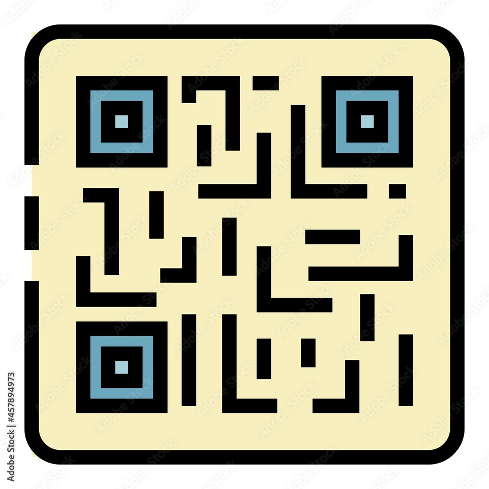 Poster qr code in the frame icon. outline qr code in the frame vector icon color flat isolated