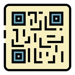 QR code in the frame icon. Outline QR code in the frame vector icon color flat isolated