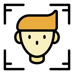 Person identified icon. Outline person identified vector icon color flat isolated