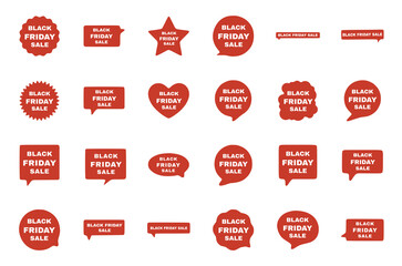 Black friday sale, speech bubbles and geometric shapes vector set, promotion label images.
