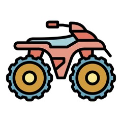 Side quad bike icon. Outline side quad bike vector icon color flat isolated
