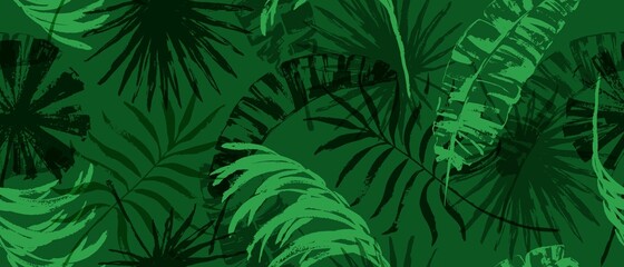 Modern exotic seamless pattern. Tropical leaves. Palm foliage. Print for luxury fashion fabric, clothes, wallpaper. © olechkaart